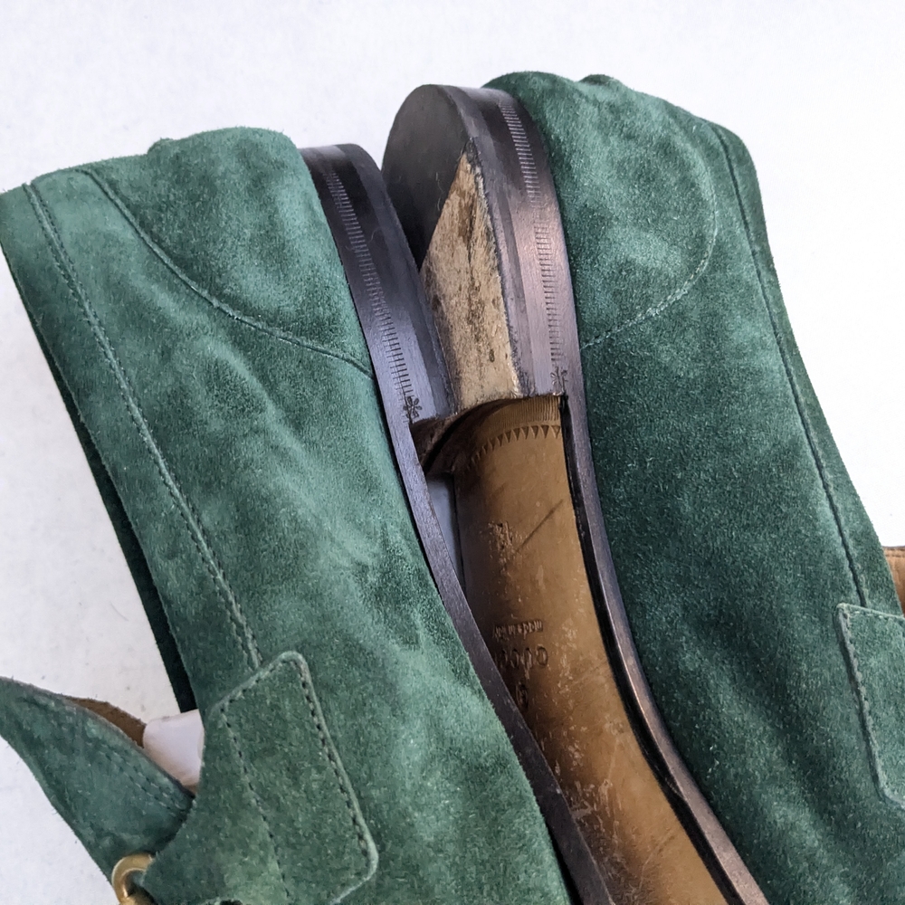 Green Horsebit Loafers Green Suede Men US 12.5 Slip On Leather - Picture 8 of 16